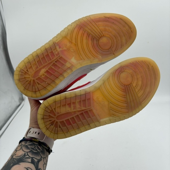 Nike Air Jordan 1 Women’s 7 Mid Edge Glow White Leather Sneakers - Picture 6 of 7